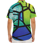 Blue And Green Stained Glass Print Men's Deep V-Neck Shirt