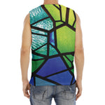 Blue And Green Stained Glass Print Men's Fitness Tank Top