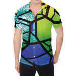 Blue And Green Stained Glass Print Men's Shirt