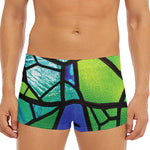 Blue And Green Stained Glass Print Men's Short Boxer Briefs