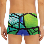 Blue And Green Stained Glass Print Men's Short Boxer Briefs