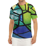 Blue And Green Stained Glass Print Men's Short Sleeve Rash Guard