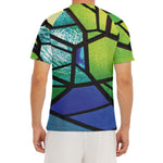 Blue And Green Stained Glass Print Men's Short Sleeve Rash Guard