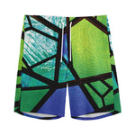 Blue And Green Stained Glass Print Men's Sports Shorts