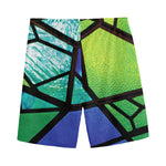 Blue And Green Stained Glass Print Men's Sports Shorts