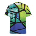 Blue And Green Stained Glass Print Men's Athletic T-Shirt