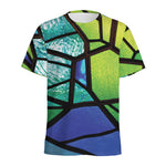 Blue And Green Stained Glass Print Men's Sports T-Shirt