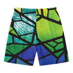 Blue And Green Stained Glass Print Men's Swim Trunks