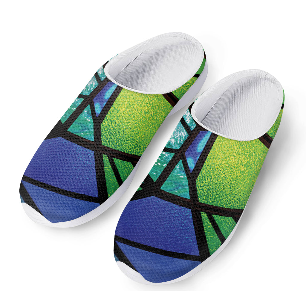 Blue And Green Stained Glass Print Mesh Casual Shoes