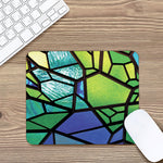 Blue And Green Stained Glass Print Mouse Pad