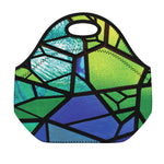 Blue And Green Stained Glass Print Neoprene Lunch Bag