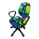 Blue And Green Stained Glass Print Office Chair Cover