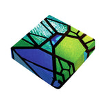Blue And Green Stained Glass Print Outdoor Seat Cushion Cover