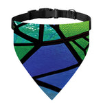 Blue And Green Stained Glass Print Over The Collar Dog Bandana