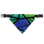 Blue And Green Stained Glass Print Over The Collar Dog Bandana