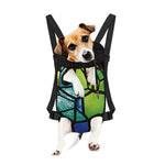 Blue And Green Stained Glass Print Pet Carrier Backpack