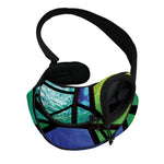 Blue And Green Stained Glass Print Pet Sling Carrier