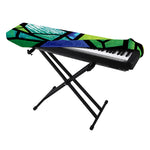 Blue And Green Stained Glass Print Piano Keyboard Cover