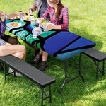 Blue And Green Stained Glass Print Picnic Table Cover