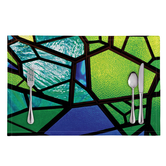 Blue And Green Stained Glass Print Placemat