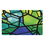 Blue And Green Stained Glass Print Polyester Doormat