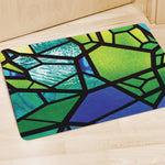 Blue And Green Stained Glass Print Polyester Doormat