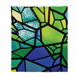 Blue And Green Stained Glass Print Polyester Shower Curtain