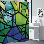 Blue And Green Stained Glass Print Premium Shower Curtain