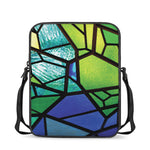 Blue And Green Stained Glass Print Rectangular Crossbody Bag