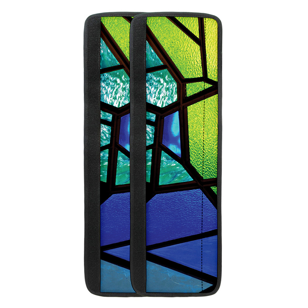 Blue And Green Stained Glass Print Refrigerator Handle Covers