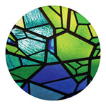 Blue And Green Stained Glass Print Round Blanket