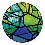 Blue And Green Stained Glass Print Round Floor Mat