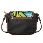 Blue And Green Stained Glass Print Saddle Bag