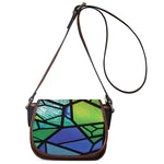 Blue And Green Stained Glass Print Saddle Bag