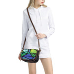 Blue And Green Stained Glass Print Saddle Bag