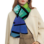 Blue And Green Stained Glass Print Scarf