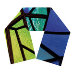 Blue And Green Stained Glass Print Scarf