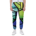 Blue And Green Stained Glass Print Joggers