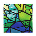 Blue And Green Stained Glass Print Silk Bandana
