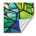 Blue And Green Stained Glass Print Silk Bandana