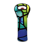 Blue And Green Stained Glass Print Single Neoprene Wine Tote