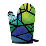 Blue And Green Stained Glass Print Single Oven Mitt