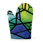 Blue And Green Stained Glass Print Single Oven Mitt