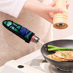 Blue And Green Stained Glass Print Skillet Handle Cover