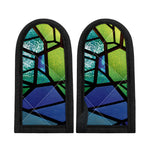Blue And Green Stained Glass Print Skillet Handle Cover