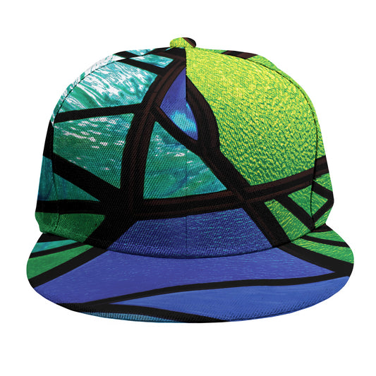 Blue And Green Stained Glass Print Snapback Cap