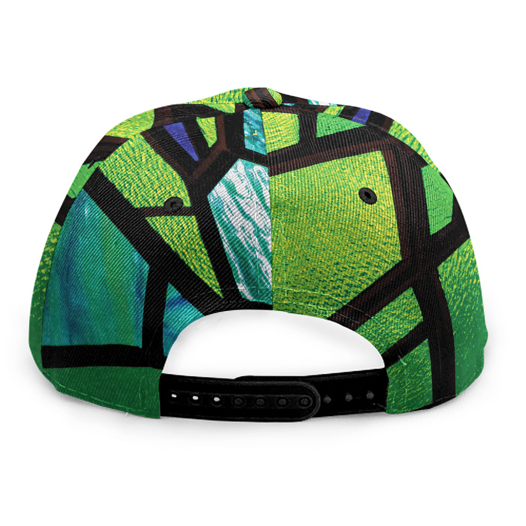 Blue And Green Stained Glass Print Snapback Cap