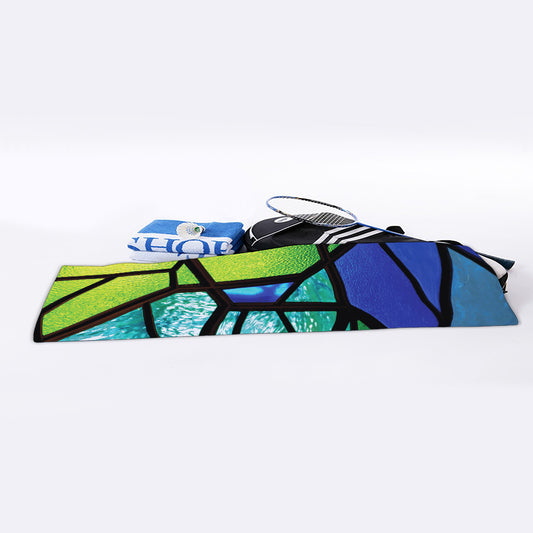 Blue And Green Stained Glass Print Sports Towel