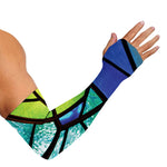Blue And Green Stained Glass Print Sun Protection Arm Sleeves