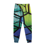 Blue And Green Stained Glass Print Sweatpants